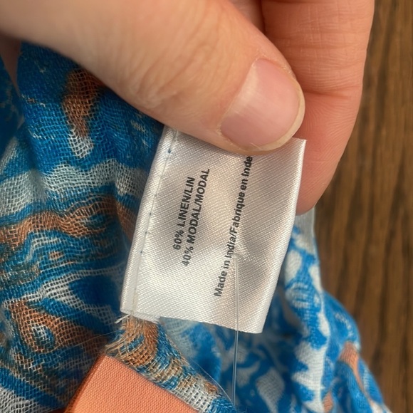 Blue and Orange Women's Tory Burch Madura Scarf or Swim Sarong - Picture 4 of 8